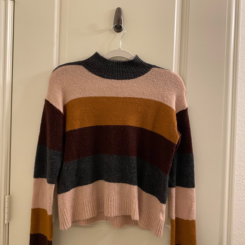 Mock Neck Striped Sweater